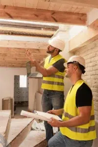 Deux artisans SARROBAT sur un chantier de rénovation à Gujan-Mestras